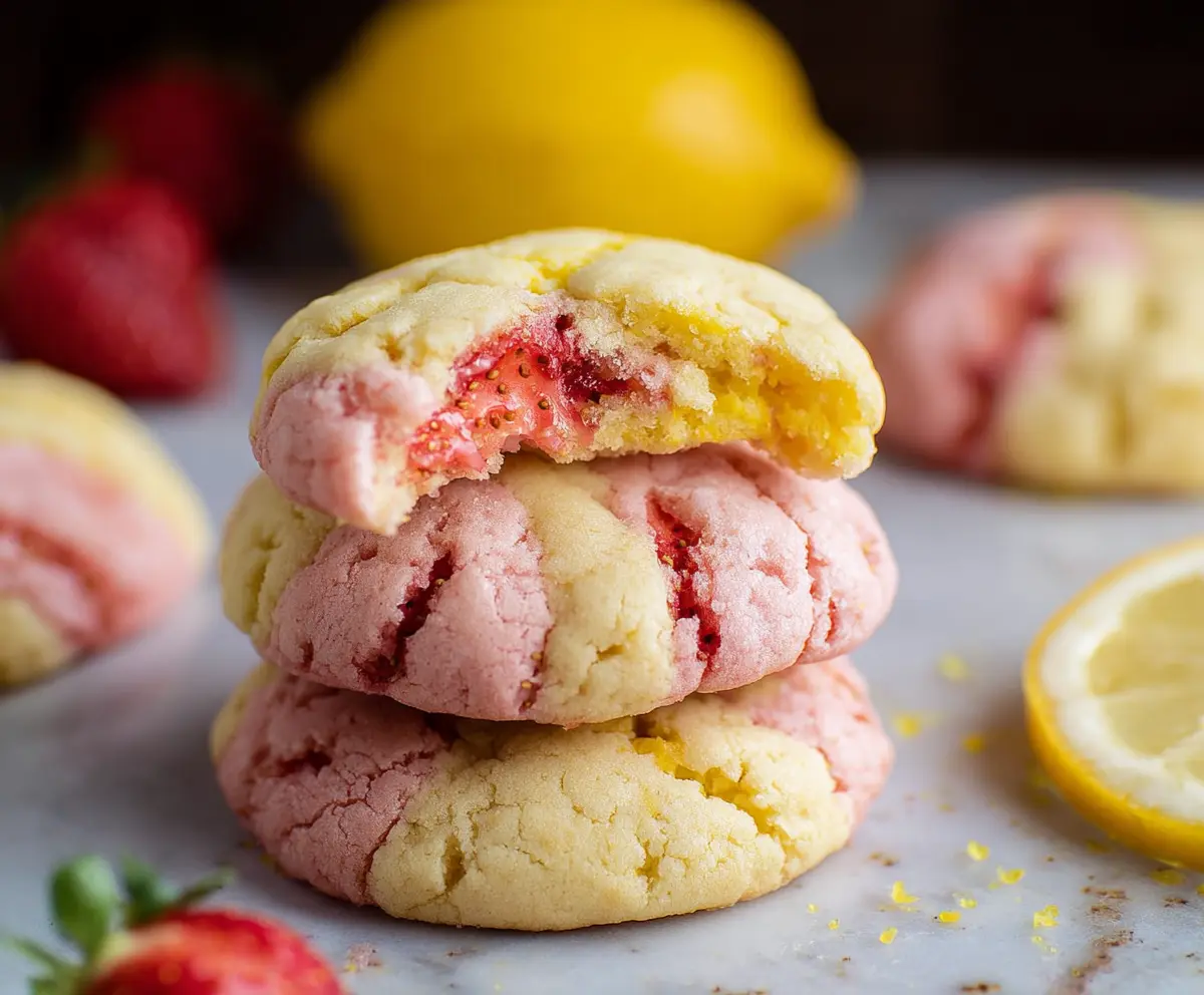 Delicious lemon strawberry cookies with fresh fruit and citrus flavor, perfect for summer desserts.