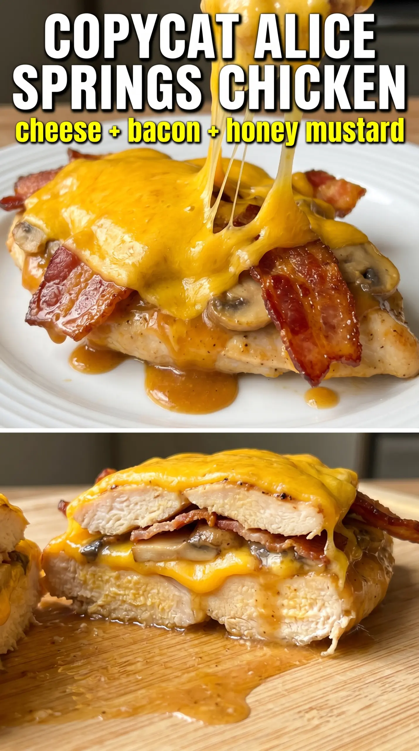 Alice Springs Chicken with bacon mushrooms cheesy