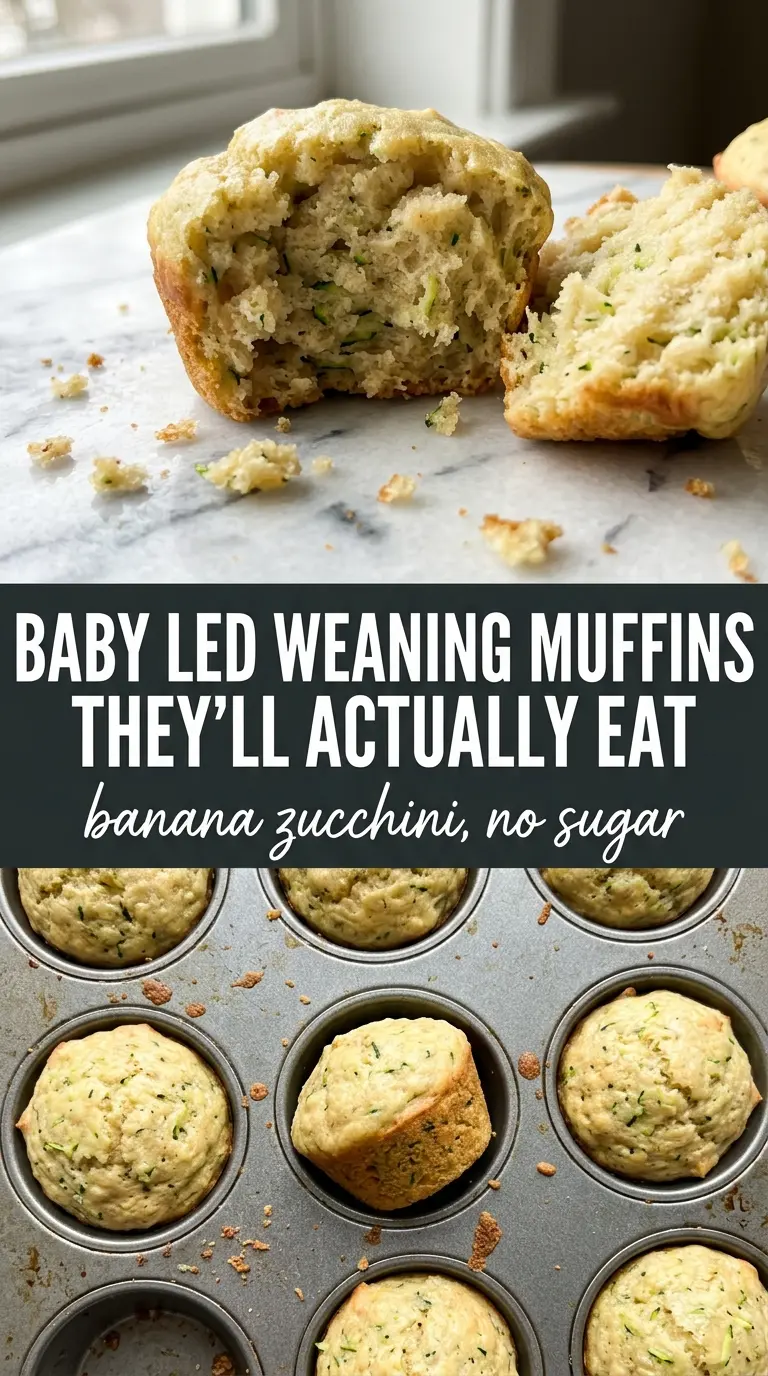 Banana Zucchini Mini Muffins for Baby Led Weaning soft crumb, baby-friendly, naturally sweet