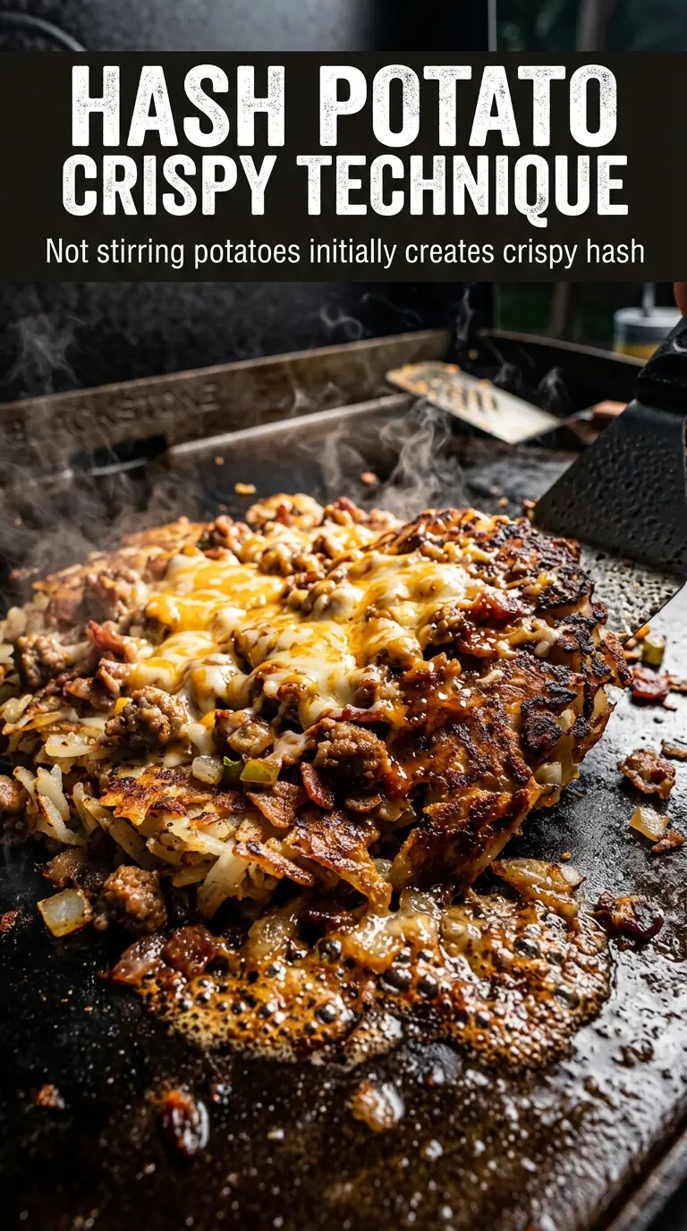 Blackstone Breakfast Hash crispy potatoes sausage eggs