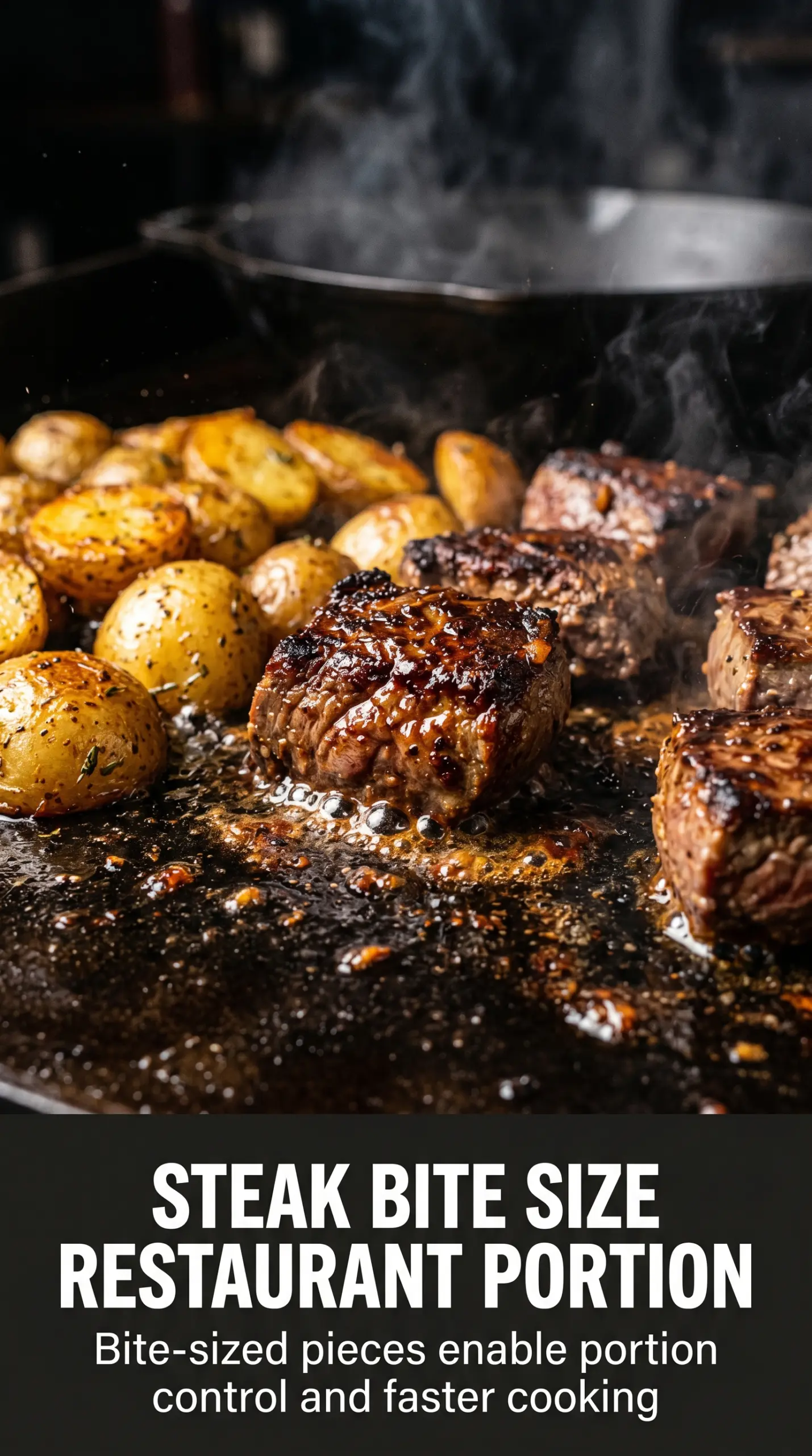 Blackstone Garlic Steak Bites and Potatoes, garlicky, golden, savory
