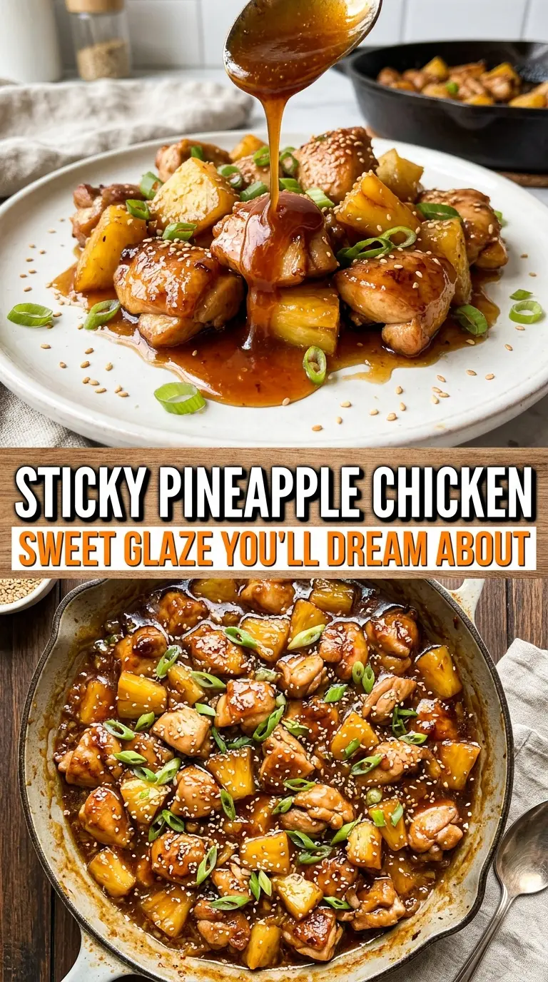 Brown Sugar Pineapple Chicken sticky caramelized pineapple