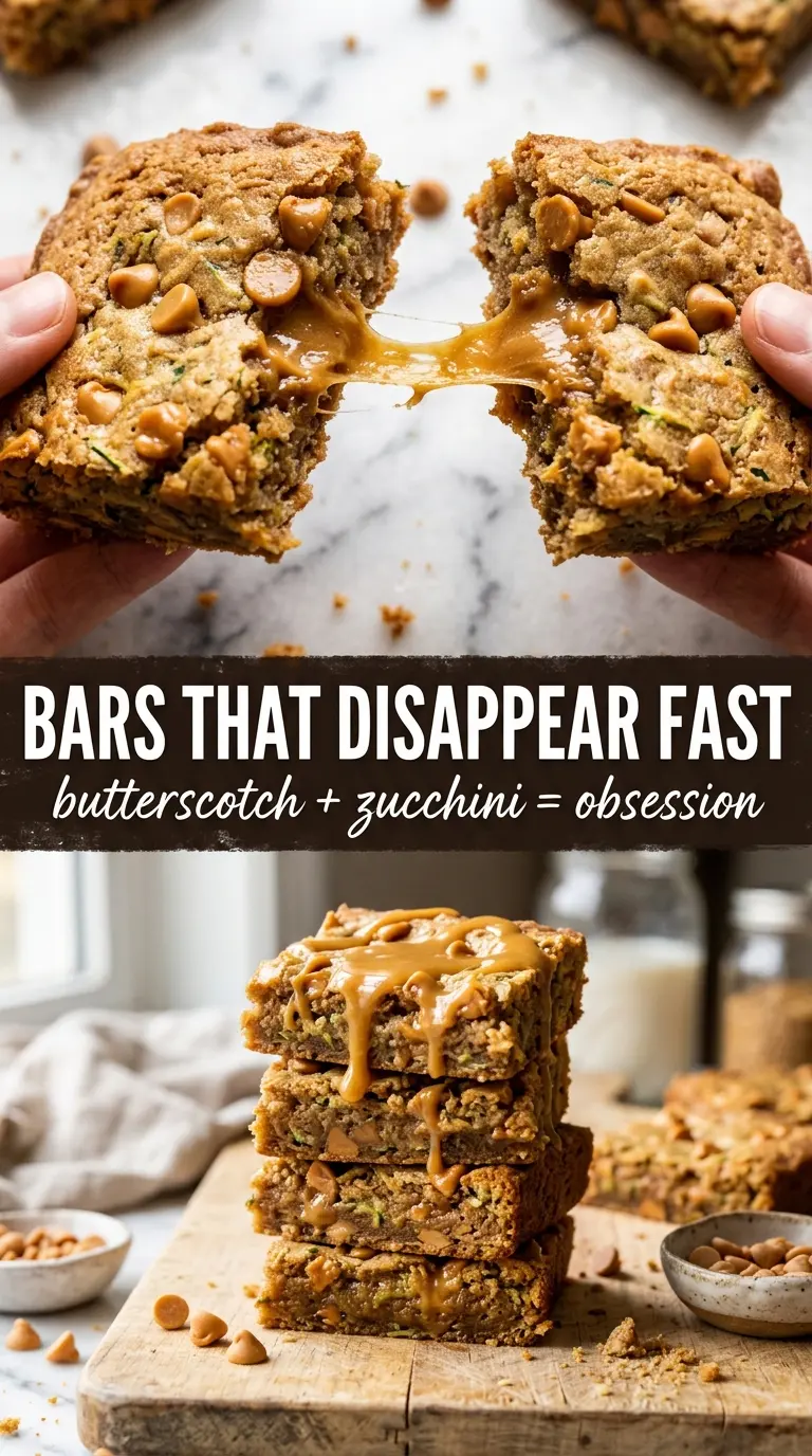 Butterscotch Zucchini Bars gooey golden chips