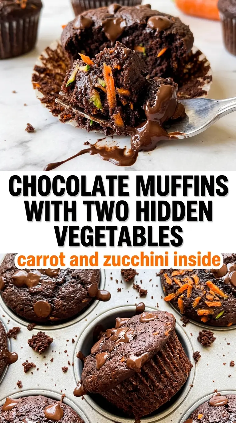 Chocolate zucchini carrot muffins fudgy chocolatey veggie muffins
