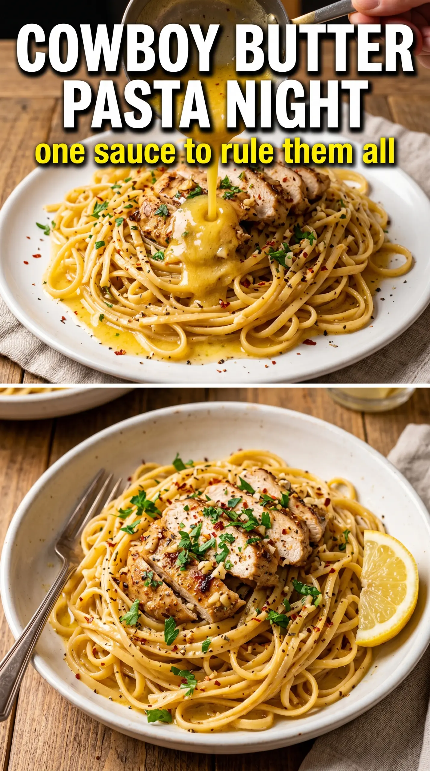 Cowboy Butter Chicken Linguine spicy buttery pasta