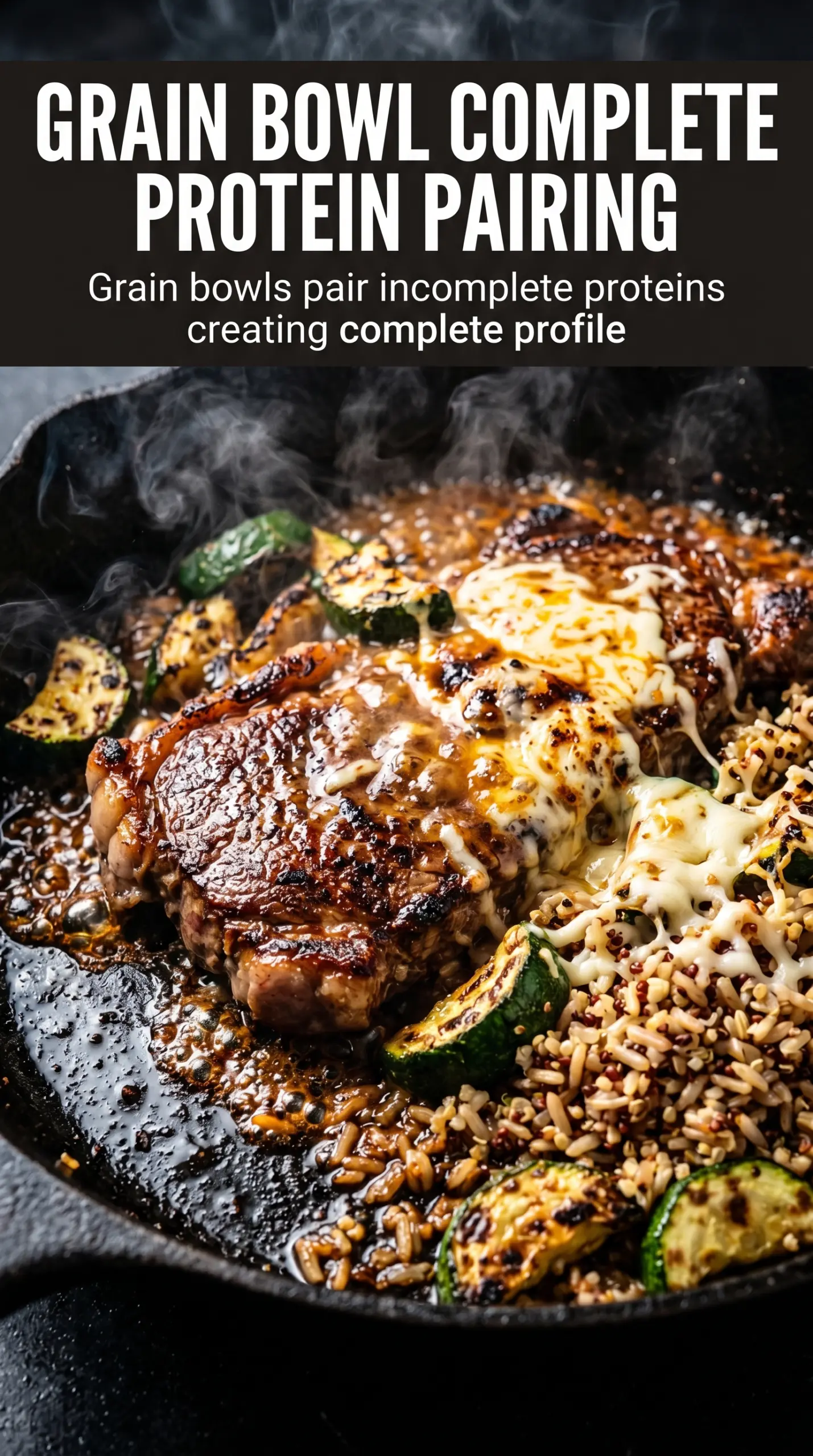 Cozy Grilled Steak Bowl with Zucchini, juicy charred, fresh