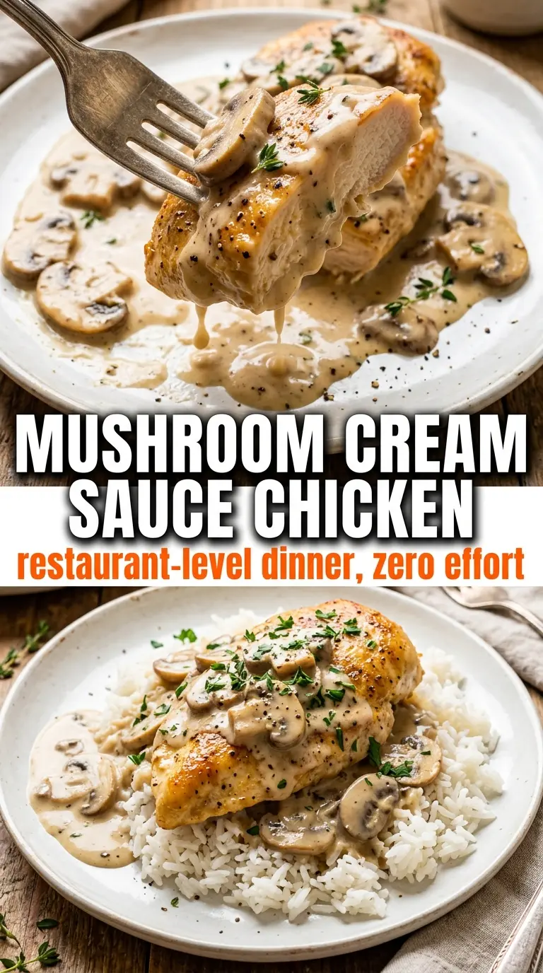 Creamy Mushroom Chicken skillet, golden, silky, savory