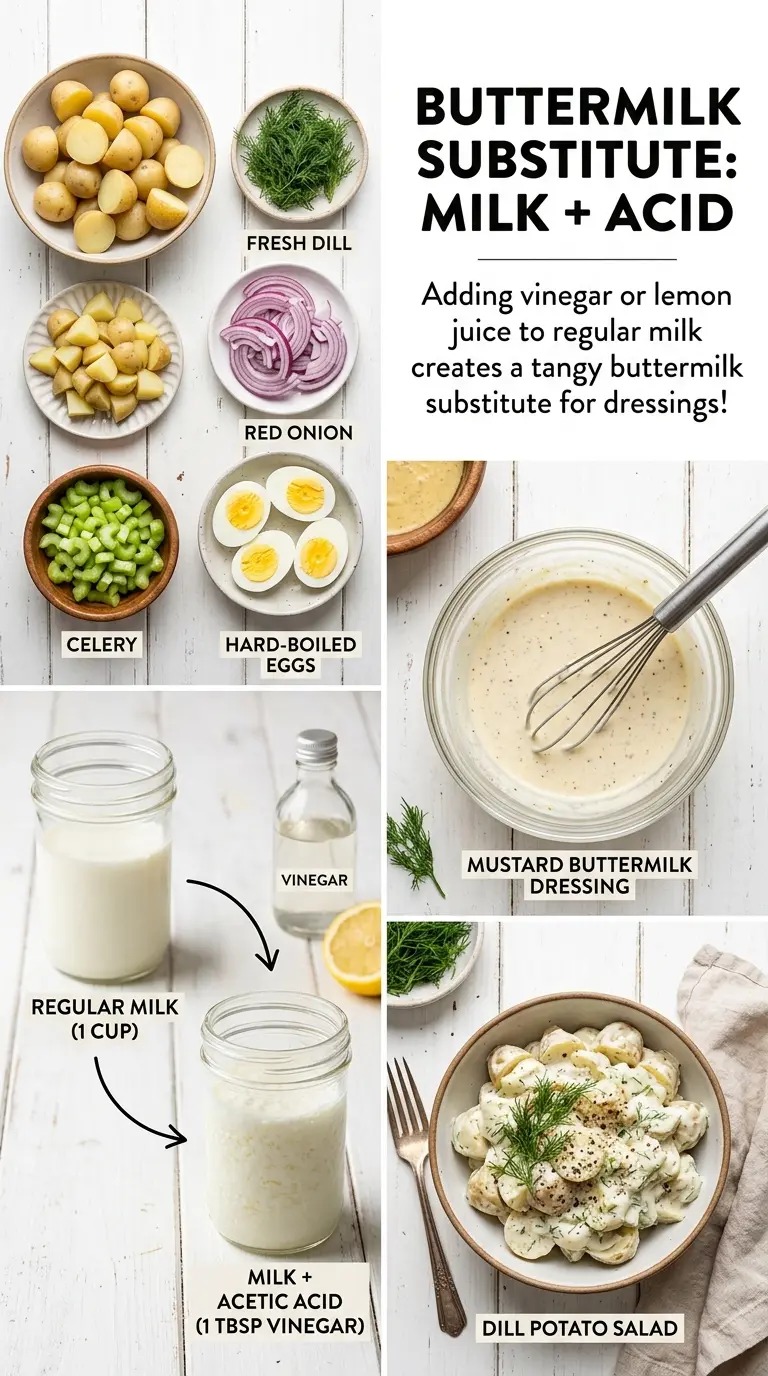 Dill Potato Salad with Mustard Buttermilk Dressing, tangy herbs, creamy potatoes