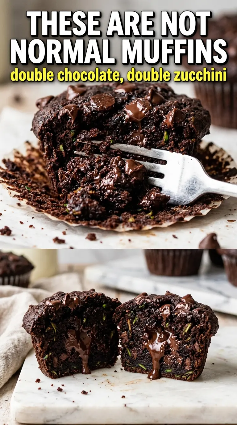 Double Chocolate Zucchini Muffins rich fudgy bakery-style