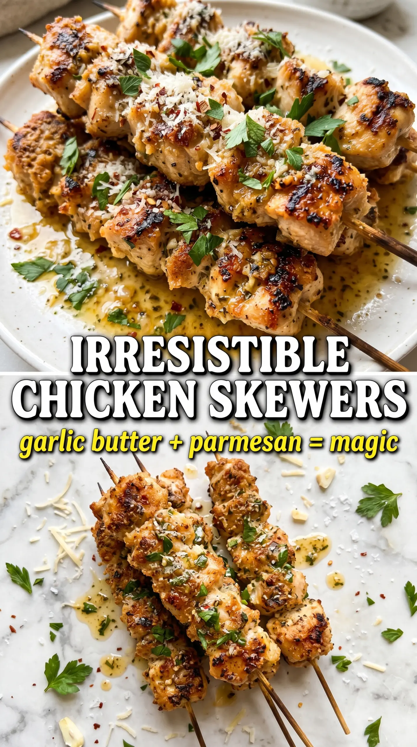 Garlic Parmesan Chicken Skewers golden grilled garlicky