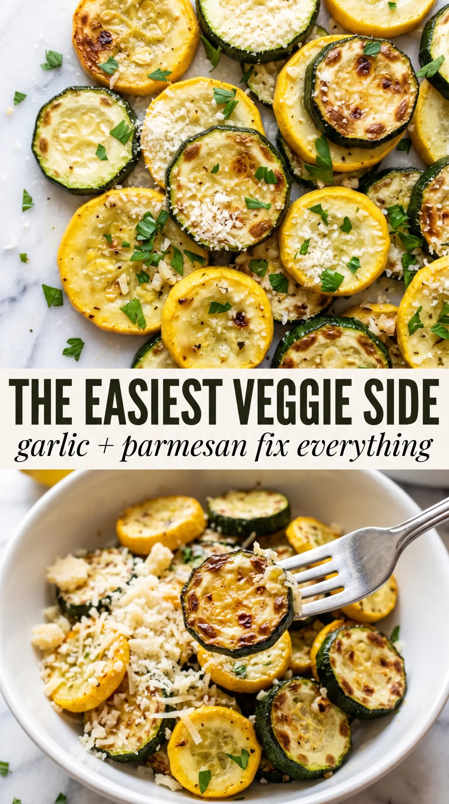 Garlic Parmesan Zucchini and Squash Medley colorful garlicky skillet