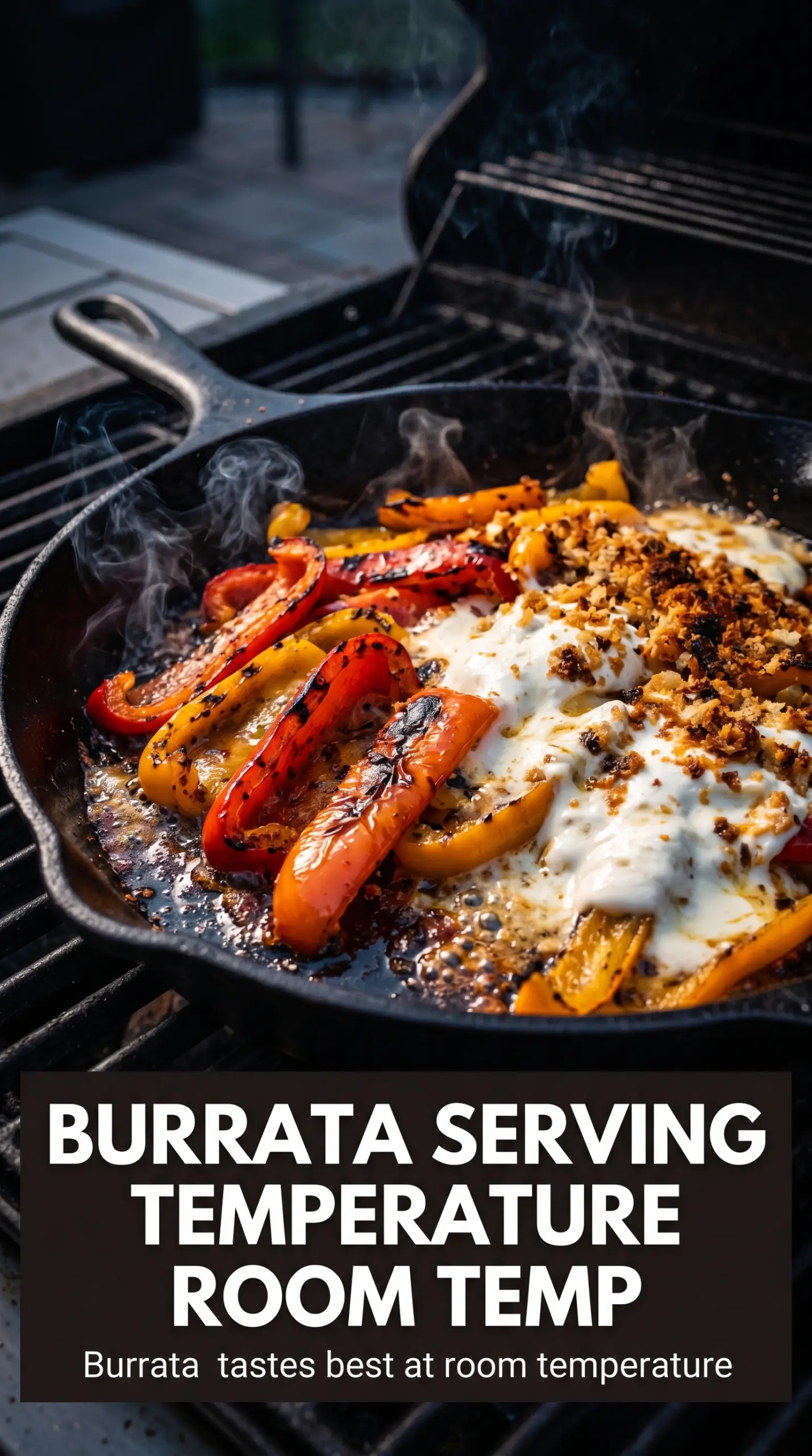 Grilled Marinated Peppers with Burrata and Breadcrumbs charred creamy crunchy