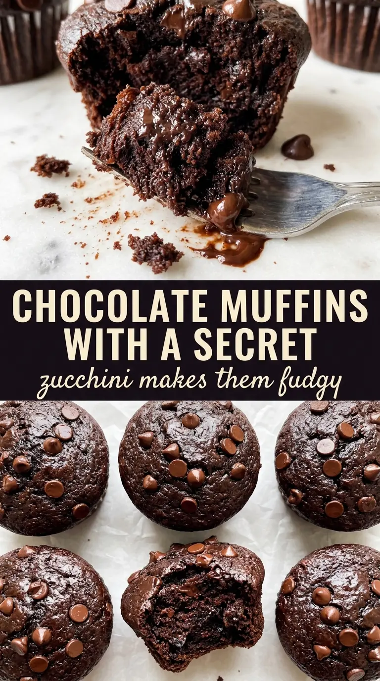 Healthy Chocolate Zucchini Muffins rich fudgy chocolate