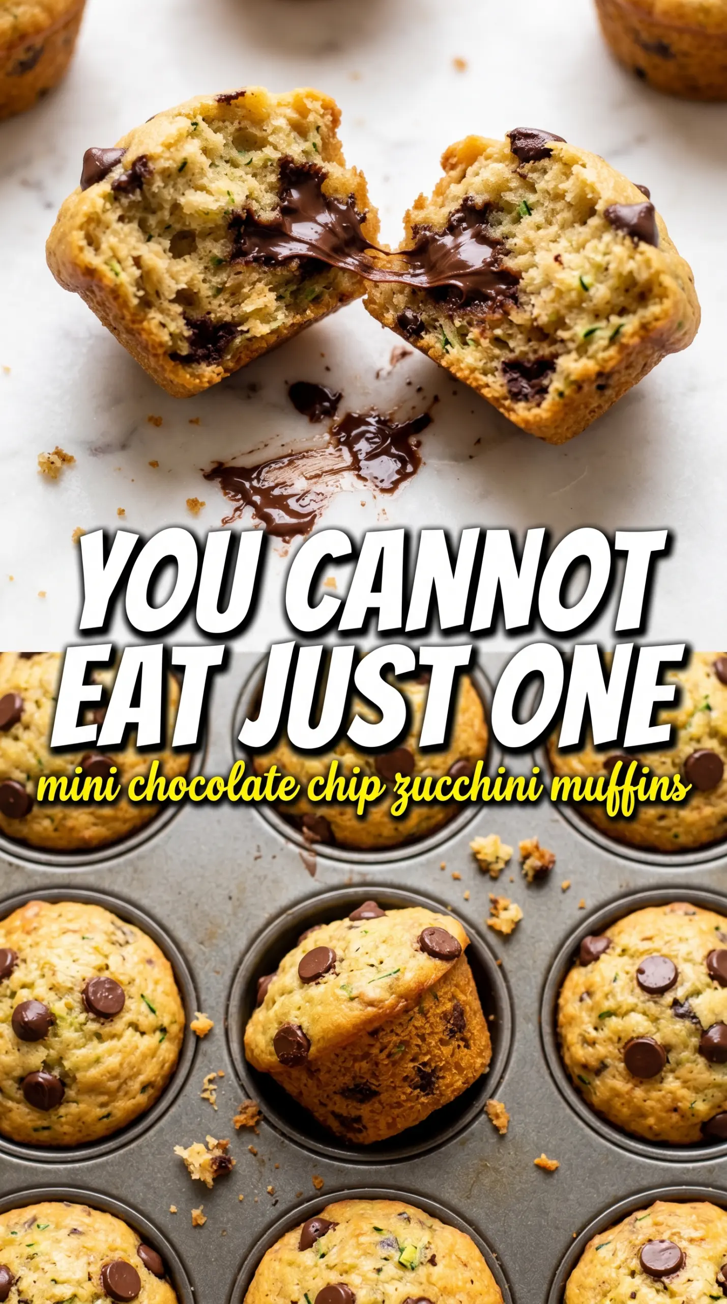 Mini Zucchini Chocolate Chip Muffins, bite-sized, chocolate-studded, tender