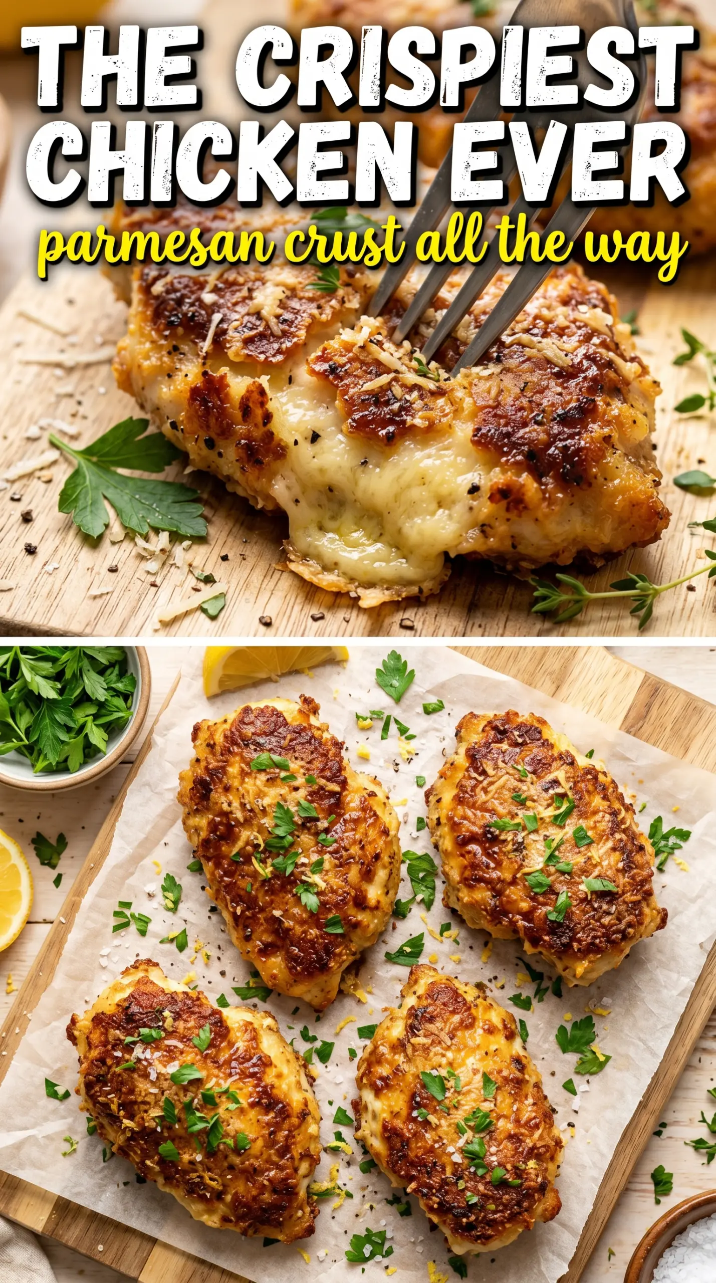 Parmesan crusted chicken crispy golden baked