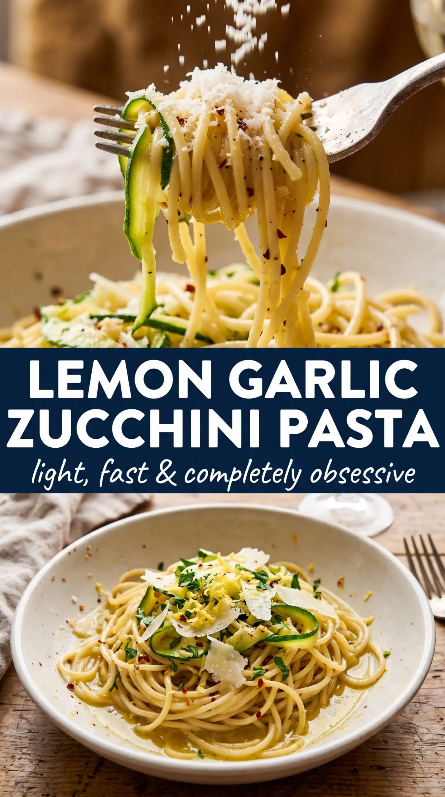 Pasta with Zucchini Lemon Garlic Sauce bright silky lemony
