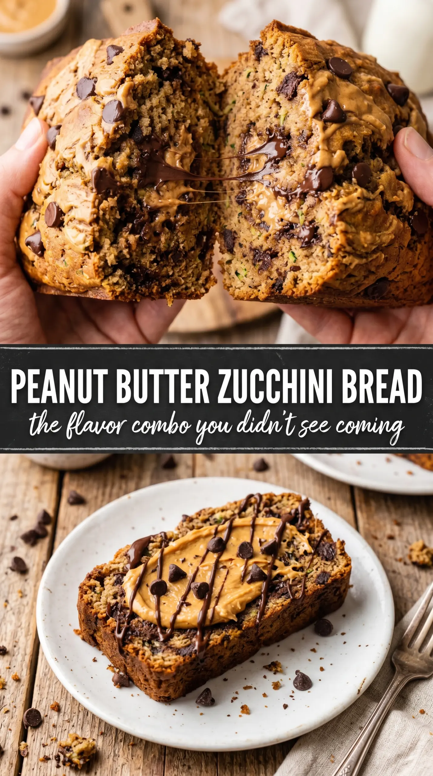 Peanut Butter Chocolate Chip Zucchini Bread golden chocolate-studded loaf
