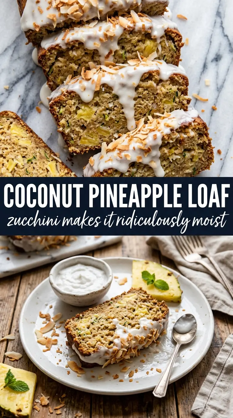 Piña Colada Zucchini Bread tropical coconut pineapple loaf