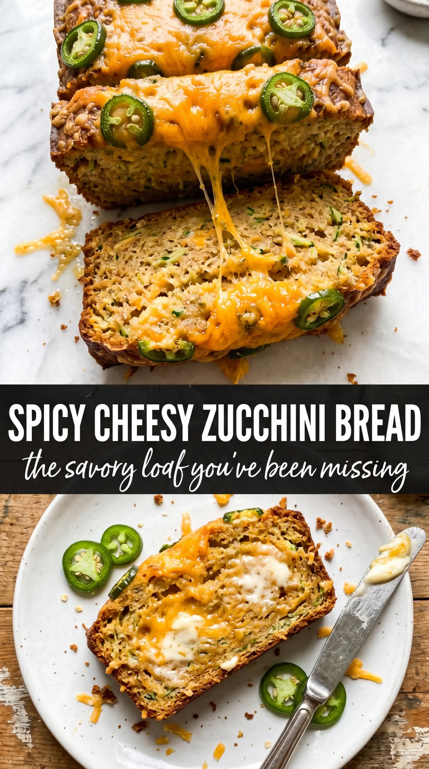 Savory Zucchini Bread with Cheddar and Jalapeños cheesy spicy quick bread