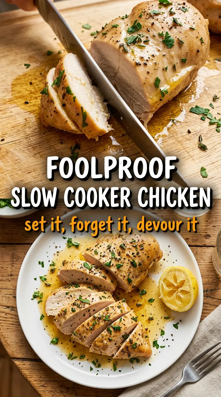 Slow cooker chicken breasts tender juicy savory