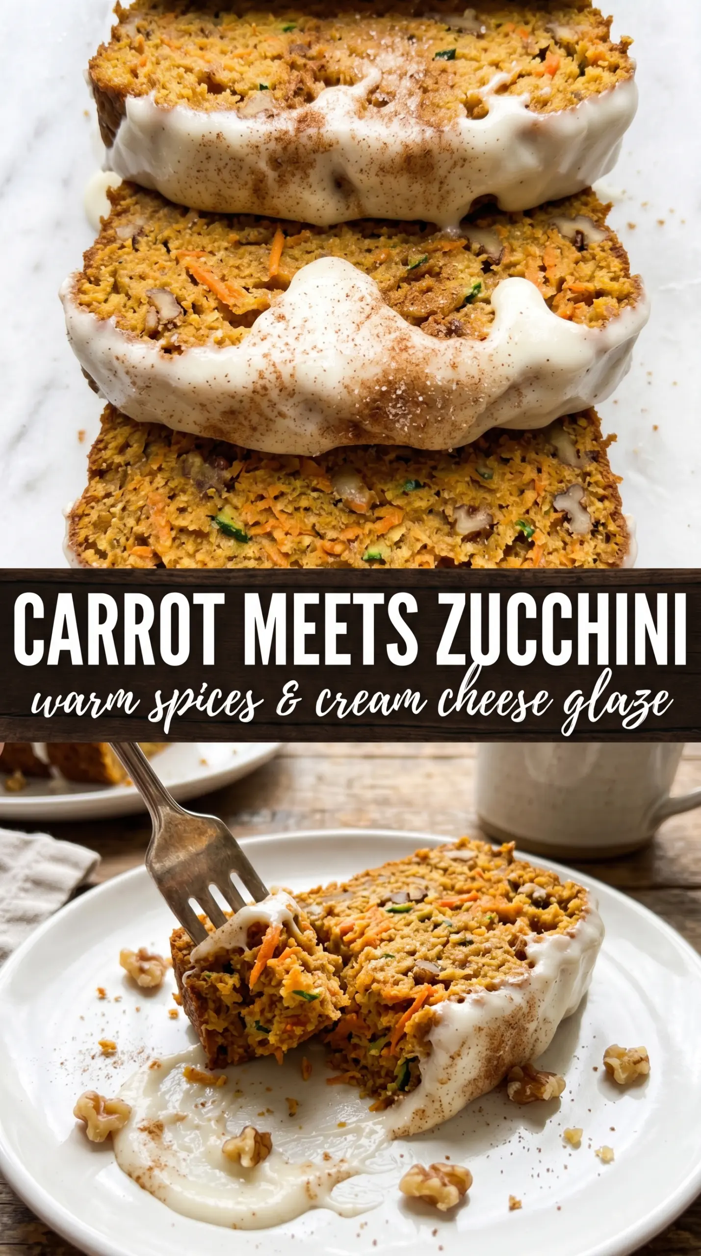 Spiced Zucchini Carrot Bread warm loaf, colorful crumb