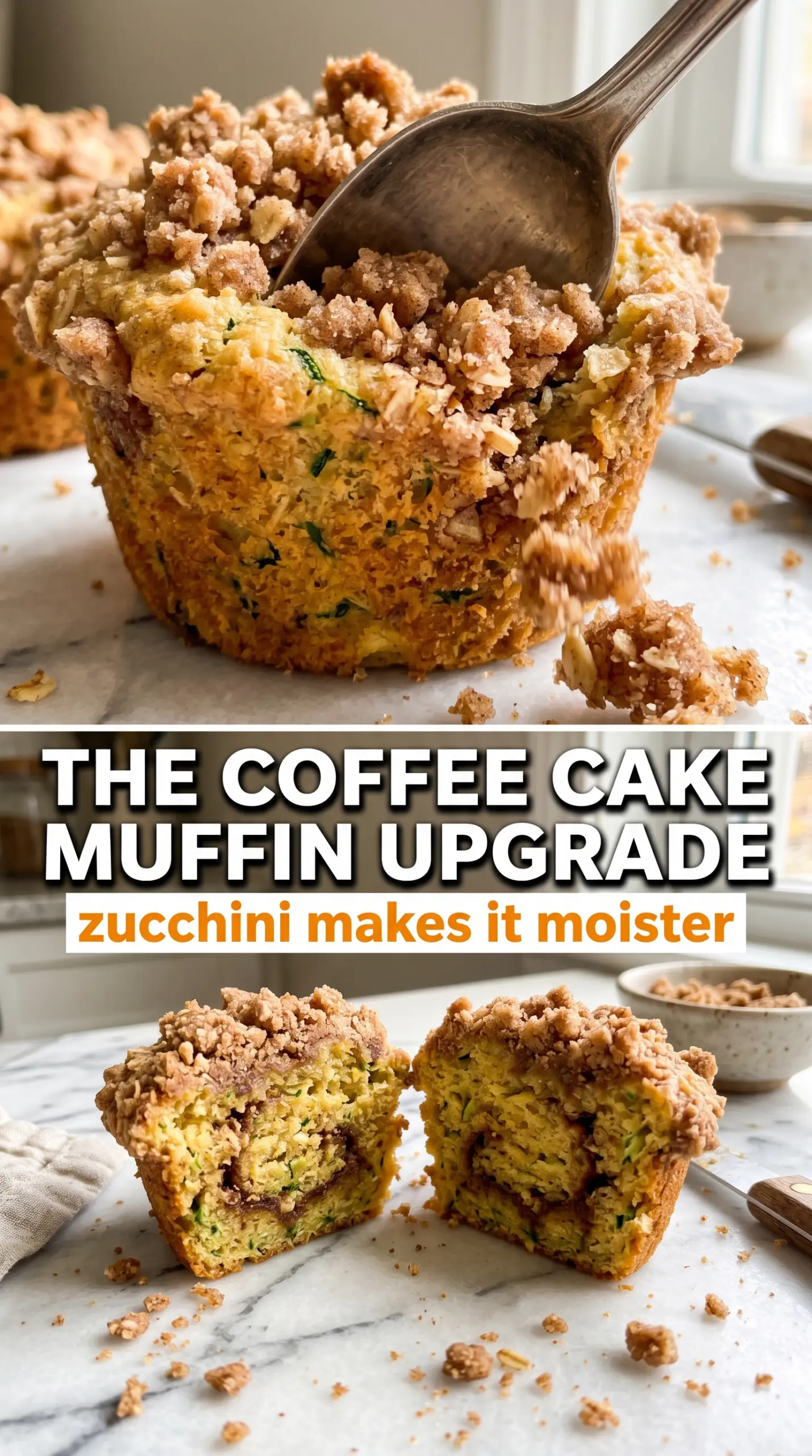 Zucchini Coffee Cake Muffins cinnamon streusel crumb