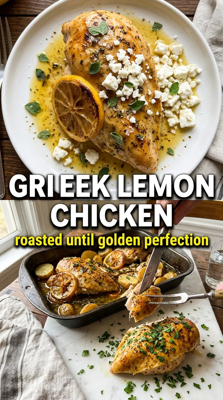 Baked Greek lemon chicken golden roasted caramelized