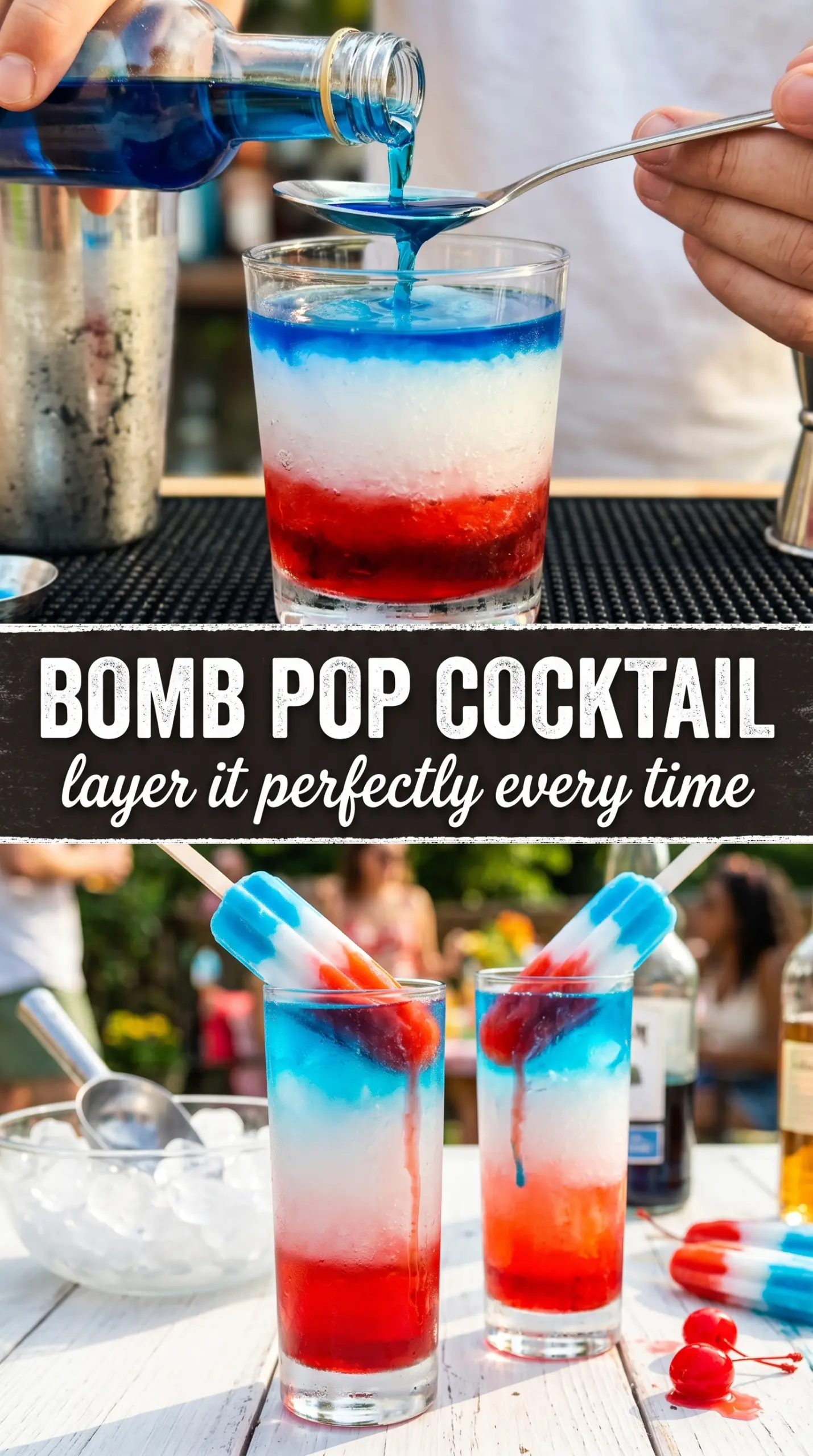 Bomb Pop Cocktail layered red white blue
