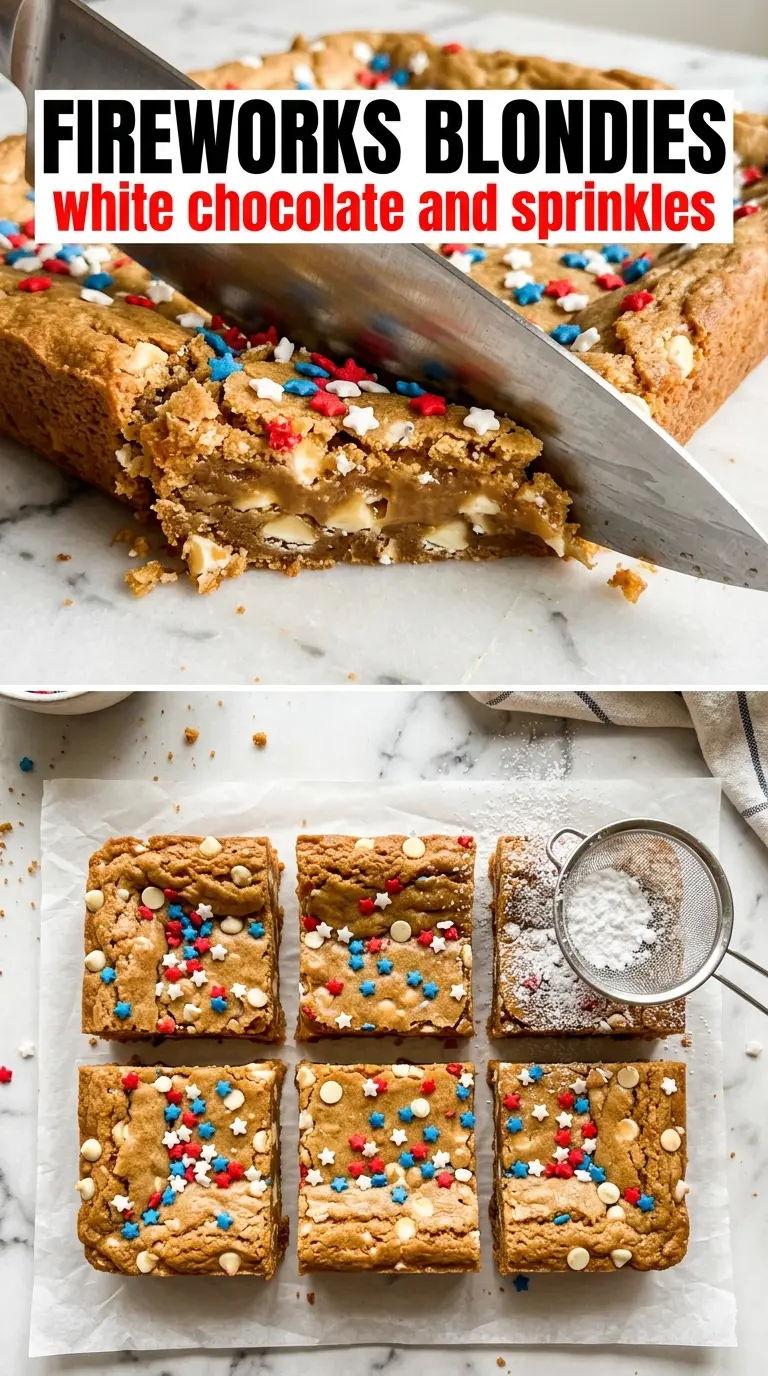 Fireworks blondies chewy sprinkle bars