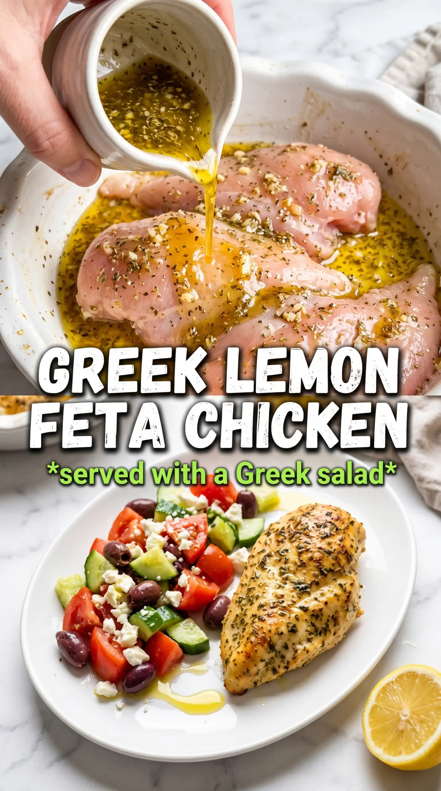 Greek Chicken with Lemon and Feta golden roasted