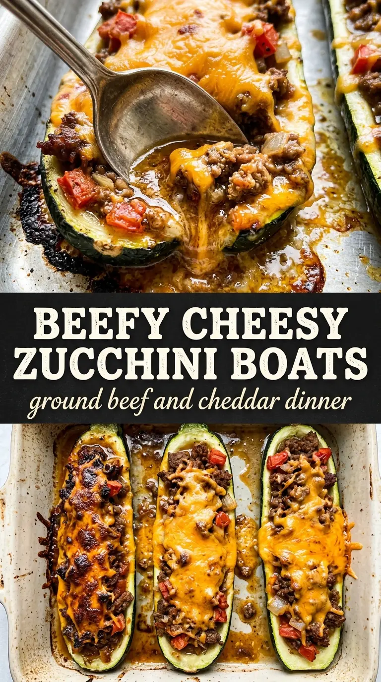 Ground Beef Zucchini Boats cheesy baked zucchini boats