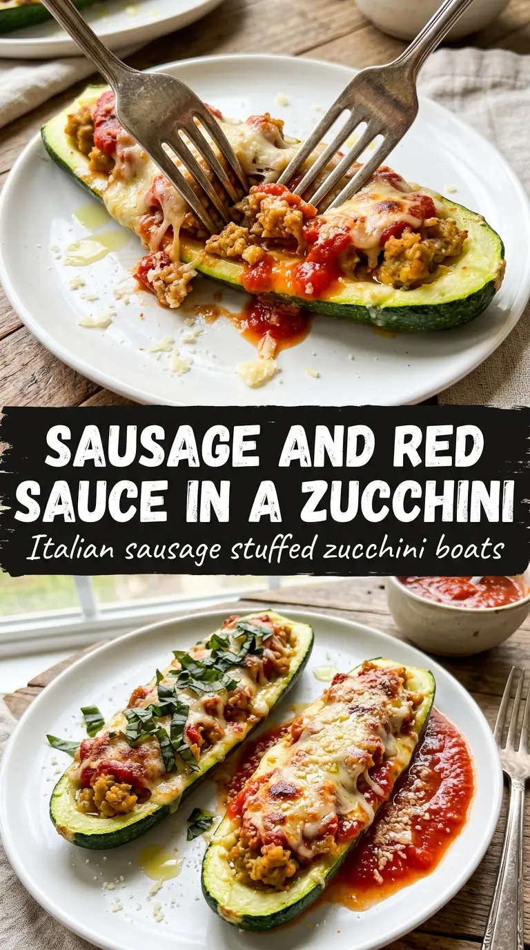 Italian Sausage Stuffed Zucchini Boats savory golden cheesy
