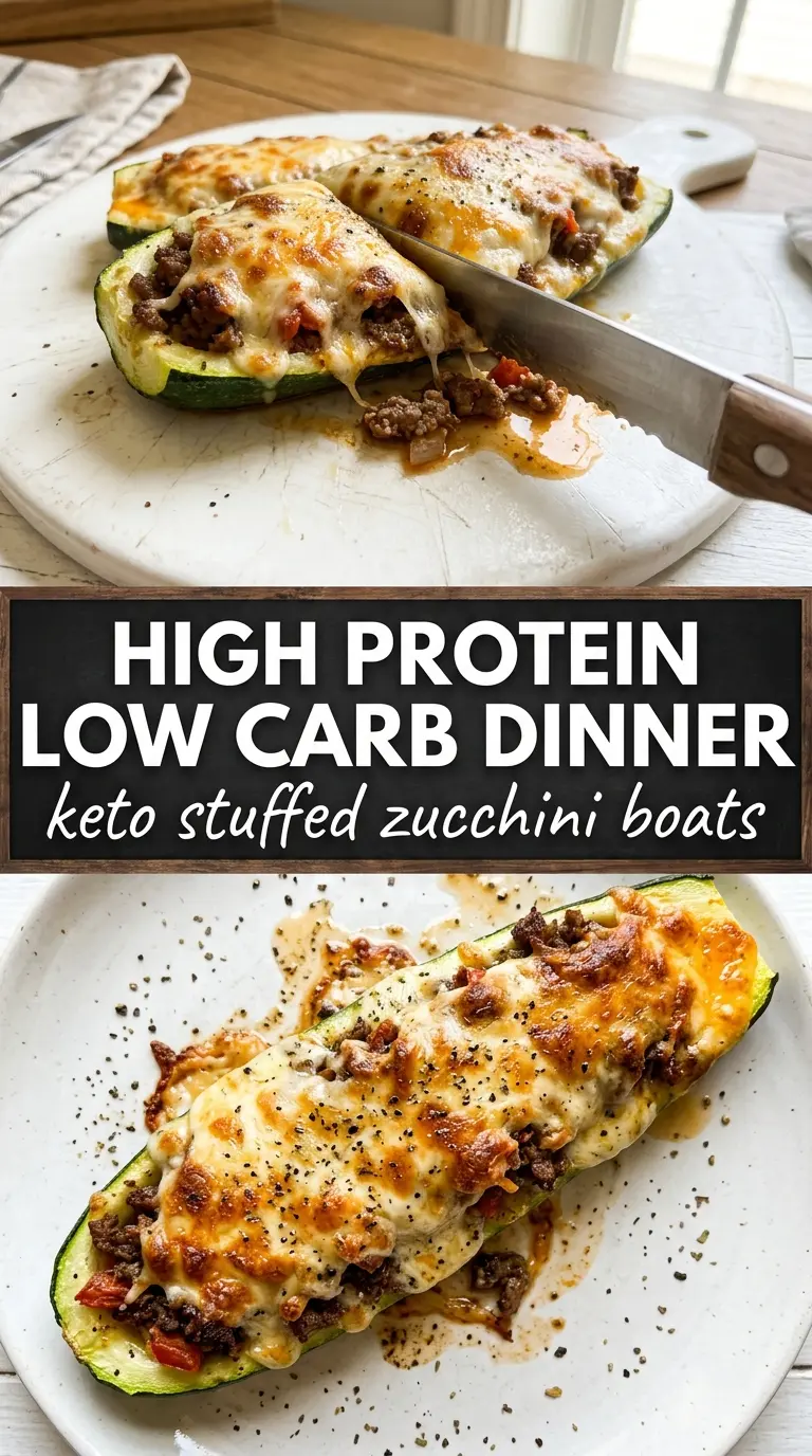 Keto Stuffed Zucchini Boats cheesy baked low carb