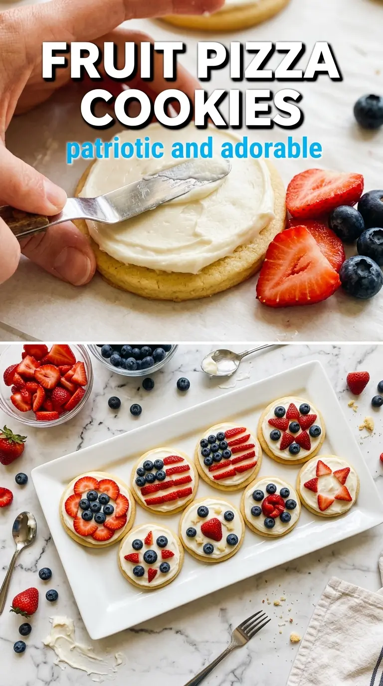 Mini Patriotic Fruit Pizzas red white blue dessert