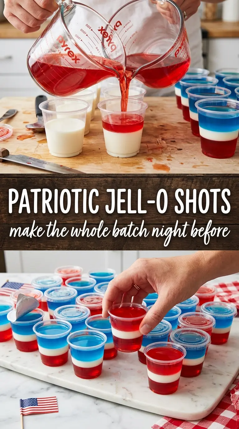Jell-O Shots red white and blue layered
