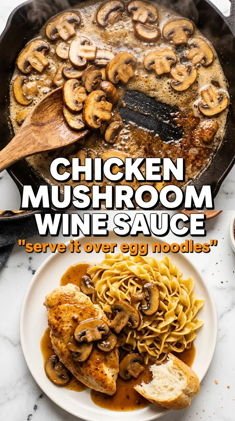 Skillet Chicken and Mushroom Wine Sauce creamy mushroom wine sauce