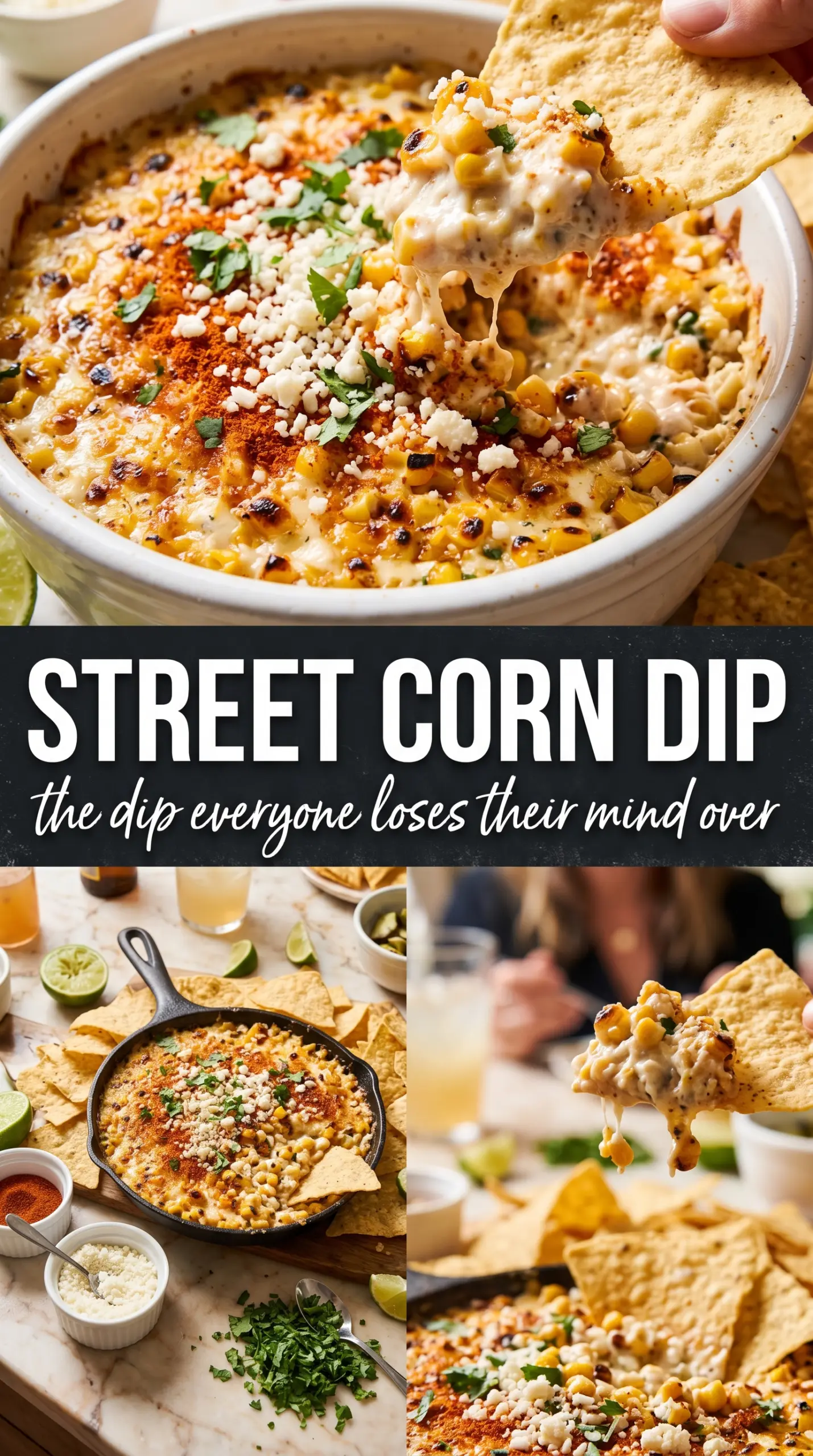Street Corn Dip creamy charred, cheesy