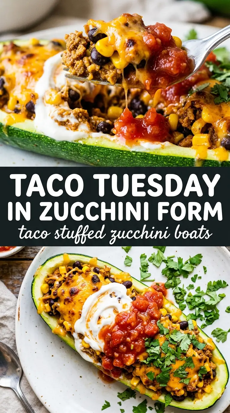 Taco Stuffed Zucchini Boats savory cheesy