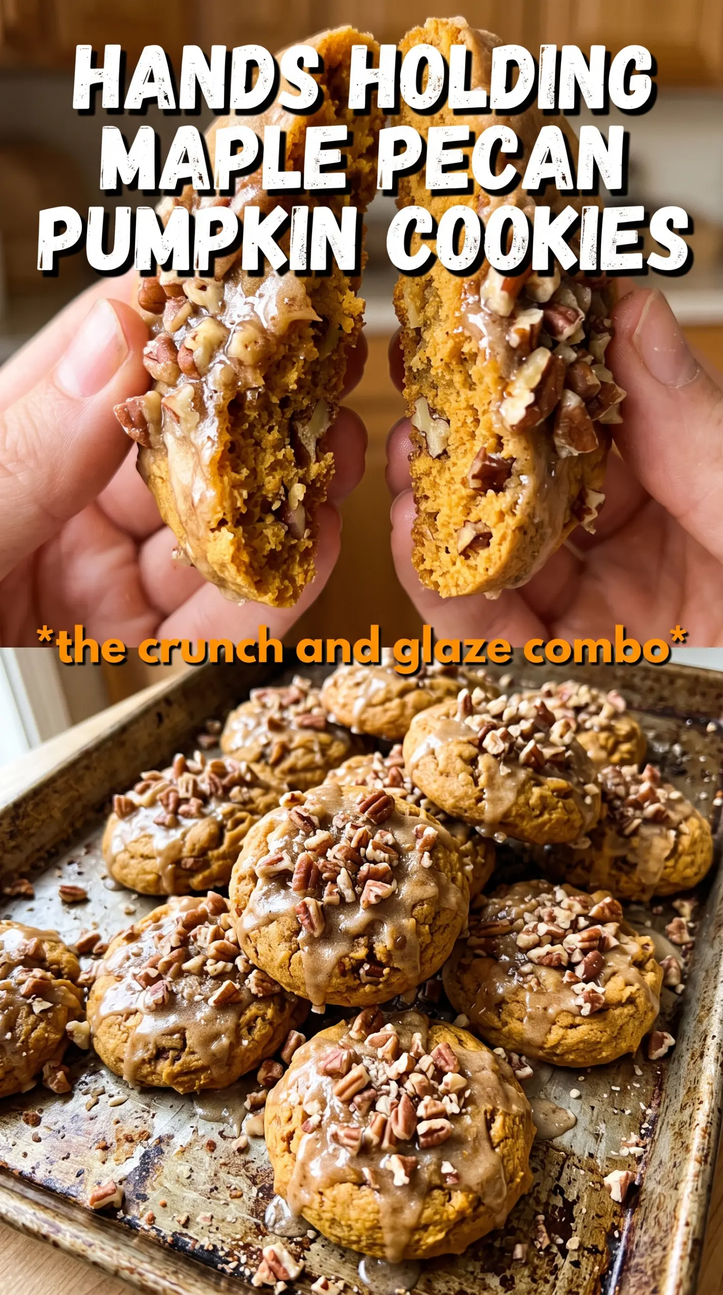 Maple Pecan Pumpkin Cookies warm glazed toasted pecans