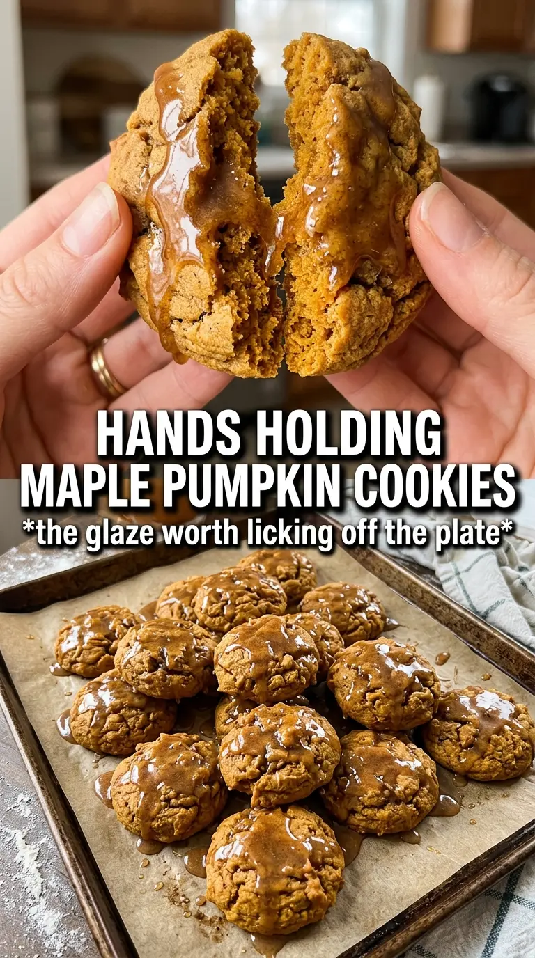Maple Pumpkin Cookies soft glazed crinkled