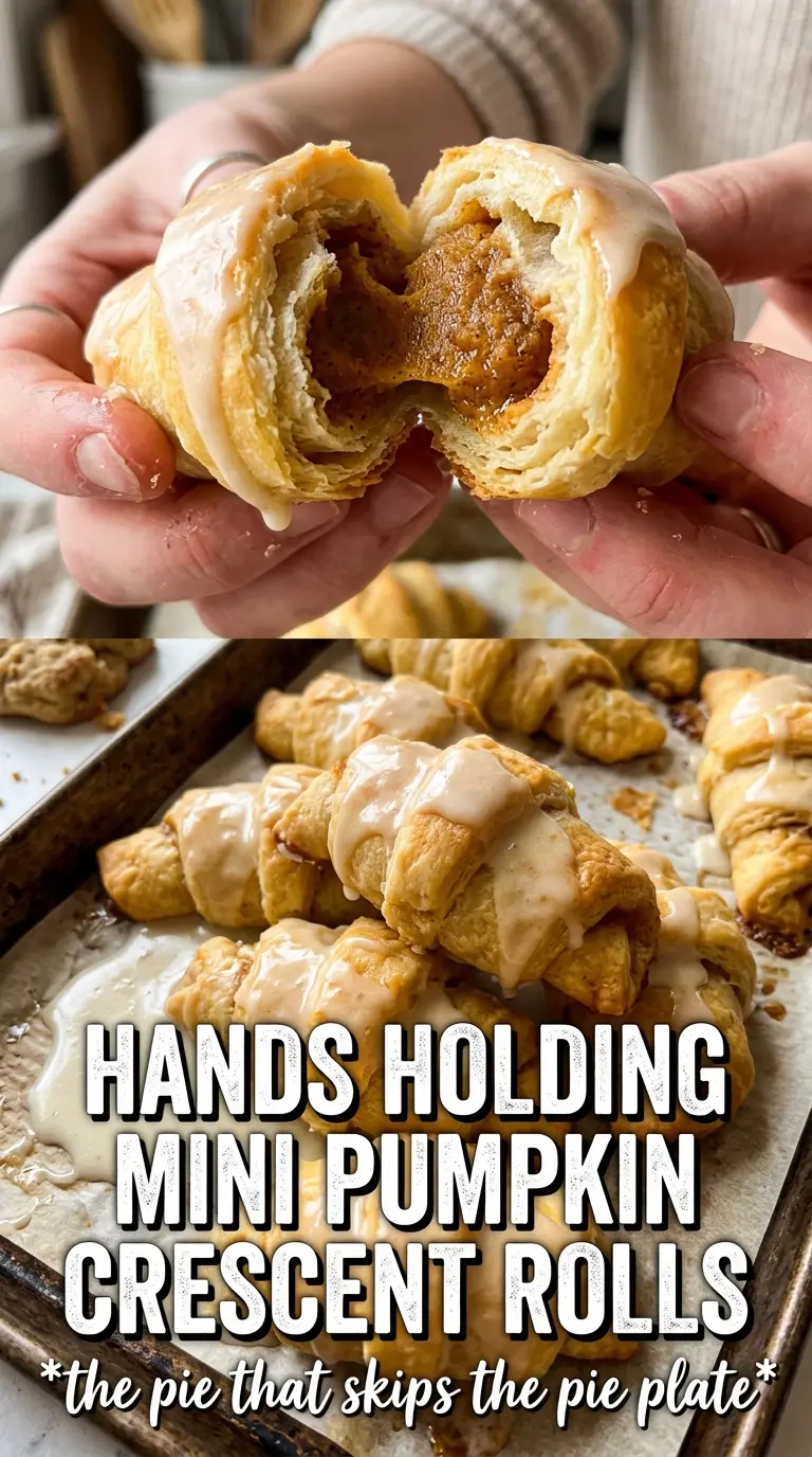 Mini Pumpkin Pie Crescent Rolls golden cinnamon glaze
