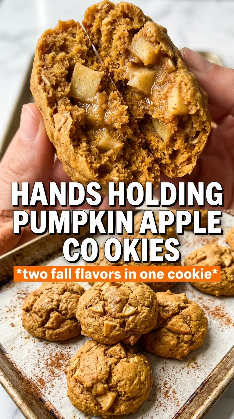 Pumpkin Apple Cookies with caramel drizzle, spiced apple