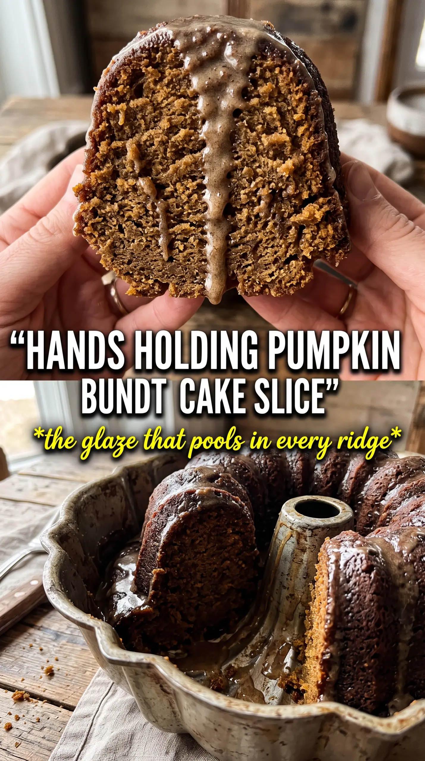 Pumpkin Bundt Cake, spiced glaze, golden crumb
