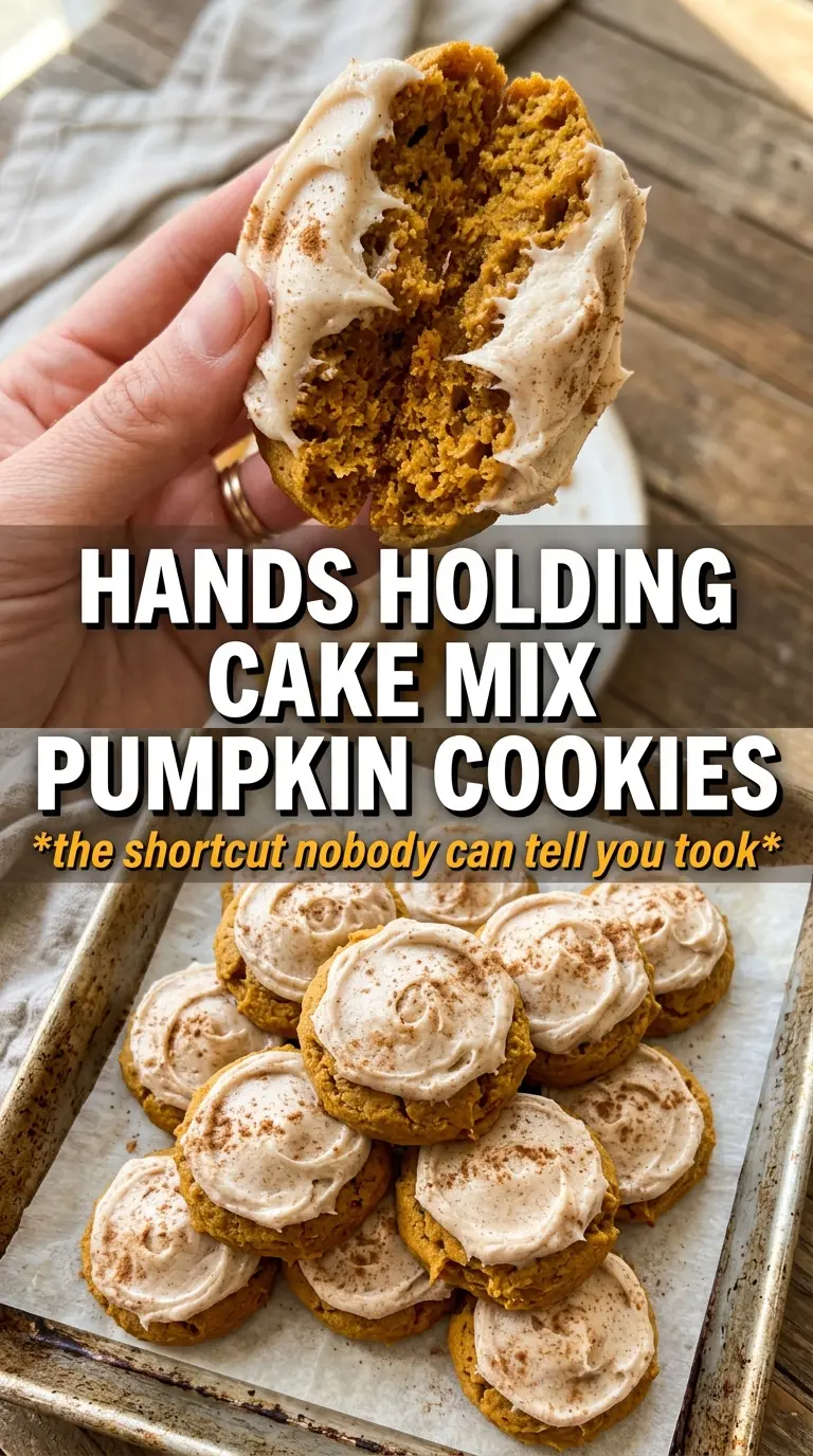 Pumpkin Cake Mix Cookies With Cinnamon Cream Cheese Frosting soft spiced frosted
