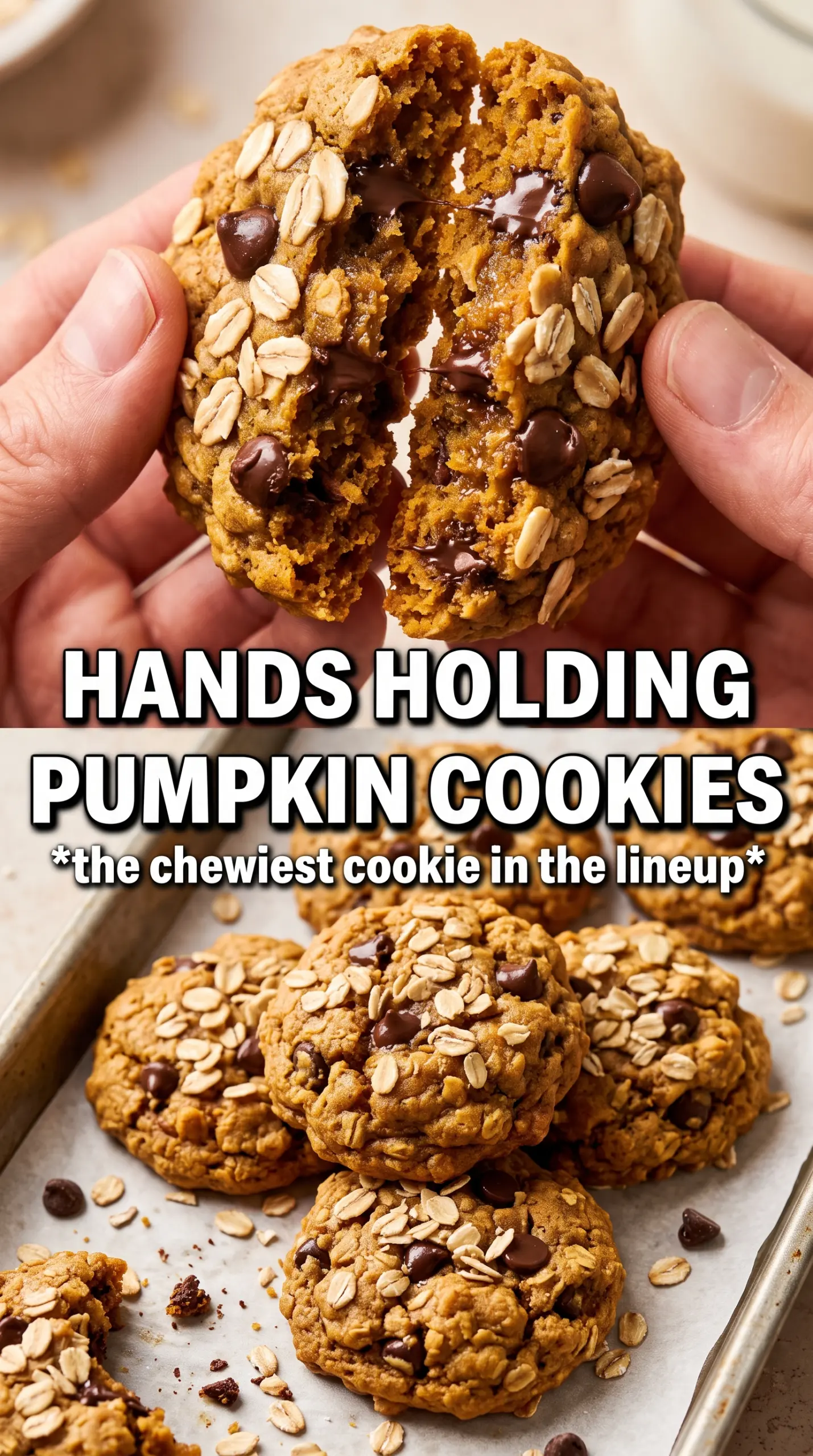 Pumpkin Chocolate Chip Oatmeal Cookies, chewy, spiced, hearty