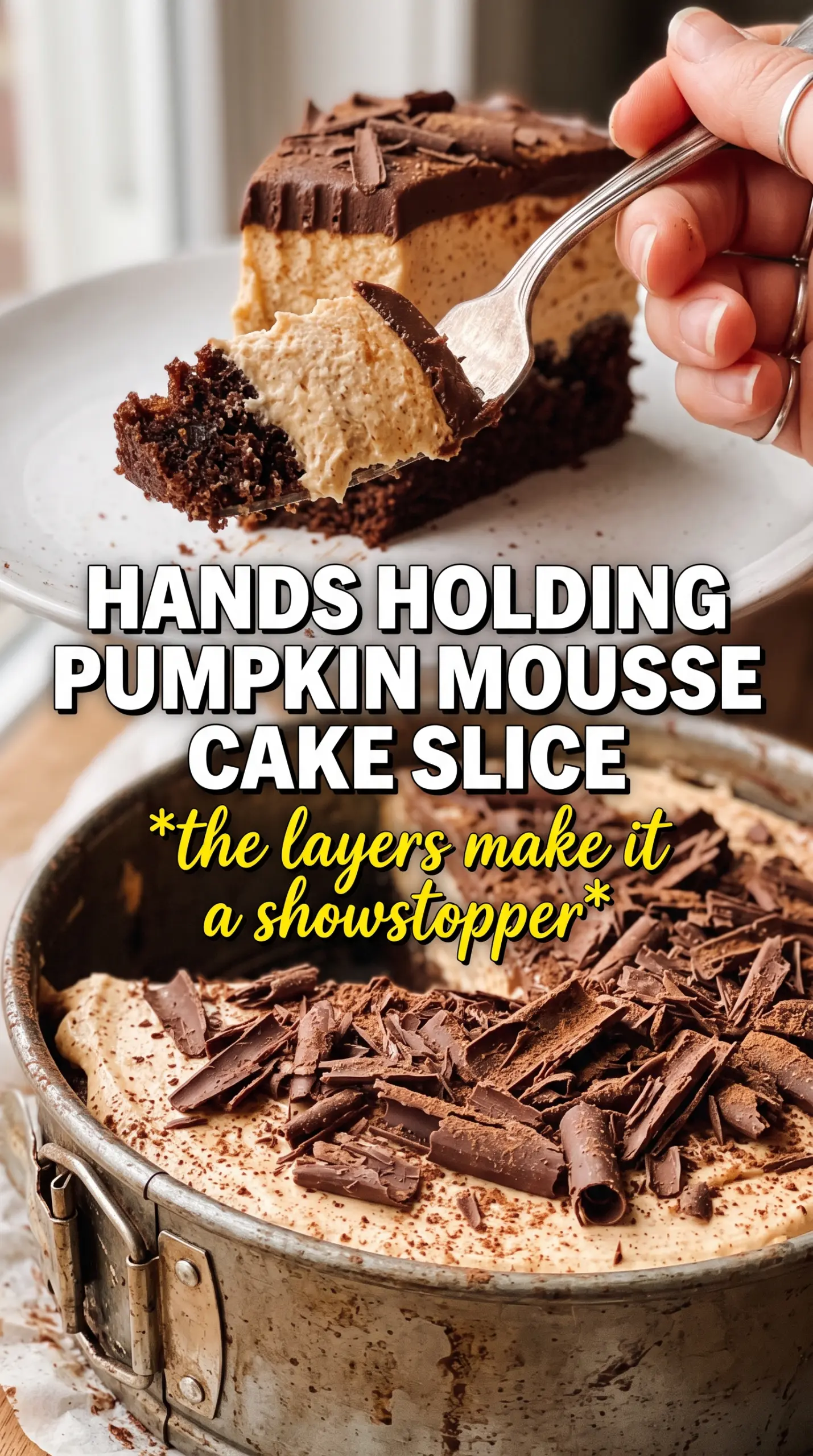 Pumpkin Chocolate Mousse Cake dark chocolate airy pumpkin layers