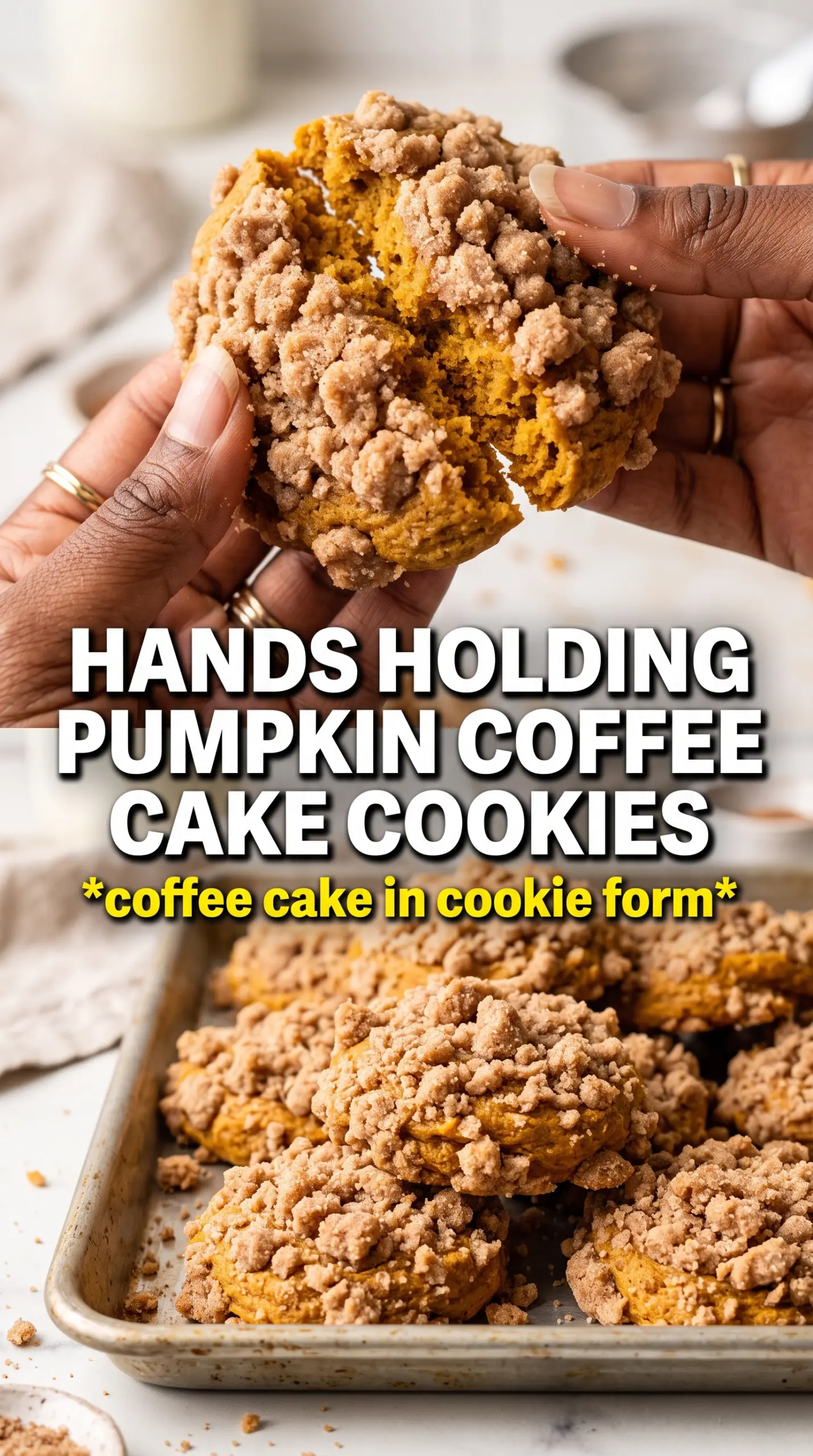 Pumpkin Coffee Cake Cookies golden streusel cream cheese glaze