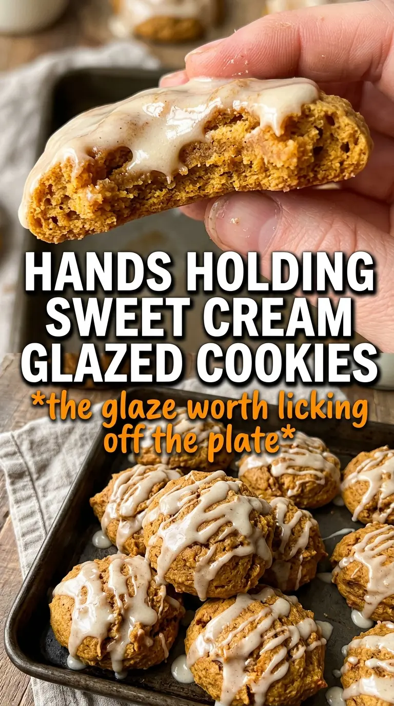 Pumpkin Cookies With Sweet Cream Glaze soft cakey cinnamon