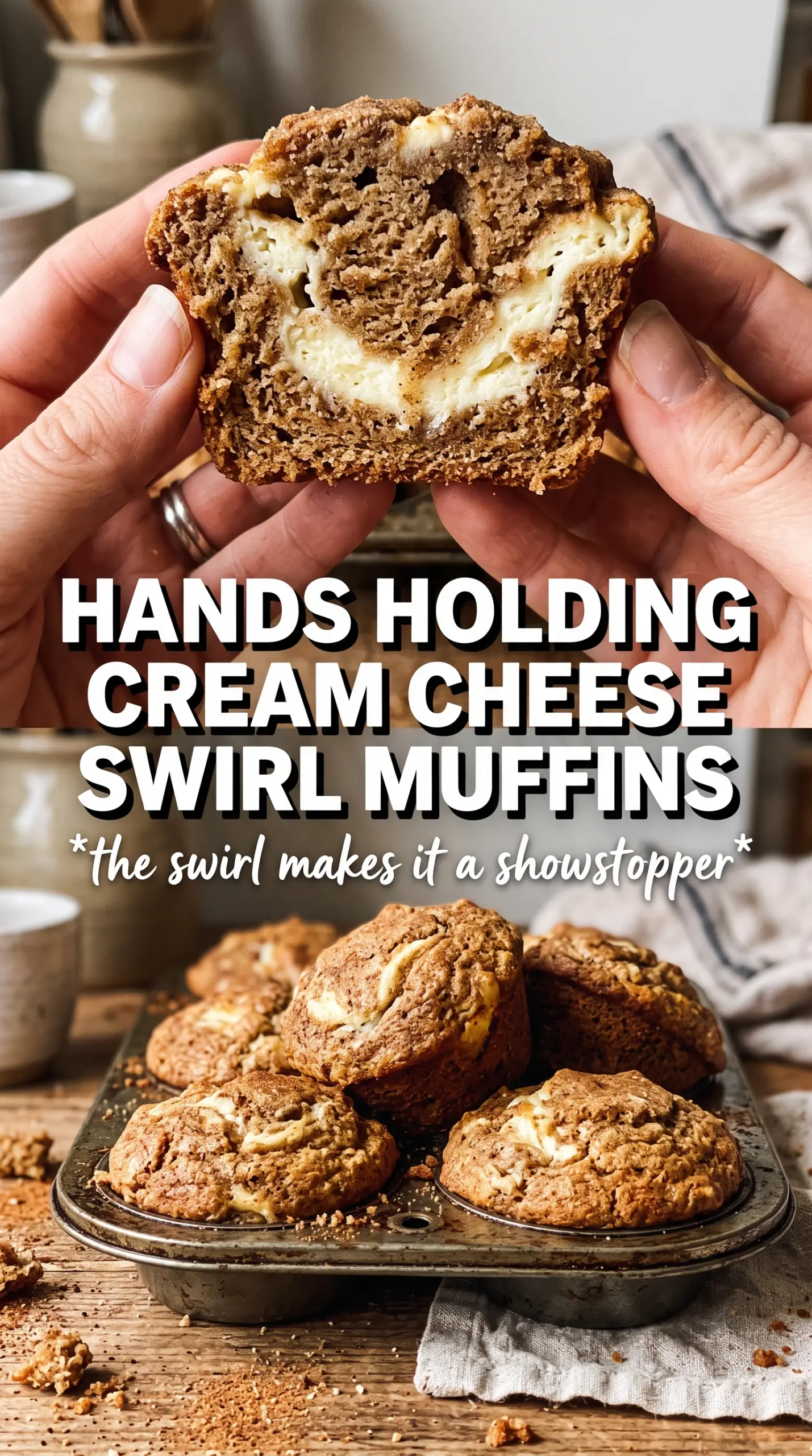 Pumpkin cream cheese swirl muffins tall domed streusel