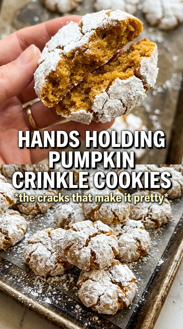 Pumpkin Crinkle Cookies powdered sugar pumpkin-orange